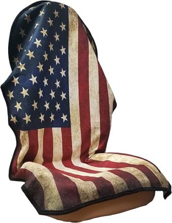 Car Seat Cover Protector Front Seats,for Gym Workout,Running,Swimming,Beach and Hiking,Waterproof Sweat Towel Bucket Seat Covers for Trucks SUV Jeep (American Flag, 1Pcs)