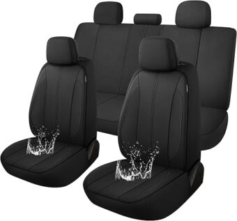 Car Seat Covers for Full Seats,Waterproof Seat Covers for Cars,Durable Neoprene Car Seat Protectors,Interior Covers for Cars,Sedan Van Truck SUV(Black)