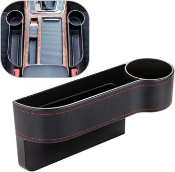 Car Seat Gap Filler Organizer Between Front seat car Organizer and Storage Box, Auto Premium PU Leather Console with Cup Holder, Car Pocket for Interior Essentials (for...