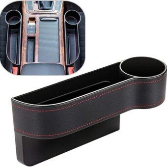 Car Seat Gap Filler Organizer Between Front seat car Organizer and Storage Box, Auto Premium PU Leather Console with Cup Holder, Car Pocket for Interior Essentials (for...