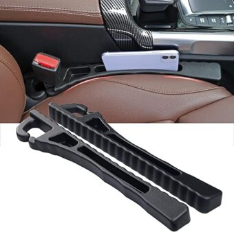 Car Seat Gap Filler Organizer Universal Fit Car SUV Truck Console Side Plug Strip Stopping Phone Key from Falling, Pack of 2 Black