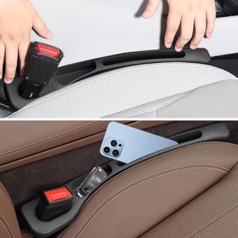 Car Seat Gap Filler Set of 2,Silicone Multifunctional Seat Side Gap Filler with Organizer & Hook Function,Universal Fit Car SUV Truck Fill The Gap Between Seat & Console（Black）