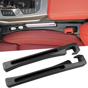 Car Seat Gap Filler with Organizer for Cellphone Side Console Gap Blocker Plug Universal Fit Car SUV Truck Black Pack of 2