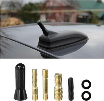 Car Short Antenna, 1.37" Stubby Aluminum Radio Antenna Replacement, Carbon Fiber Antenna Kit with Screws, AM/FM Roof Mount Car Radio Reception Antenna Mast for Most Cars SUVs...