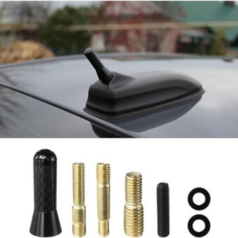 Car Short Antenna, 1.37" Stubby Aluminum Radio Antenna Replacement, Carbon Fiber Antenna Kit with Screws, AM/FM Roof Mount Car Radio Reception Antenna Mast for Most Cars SUVs...