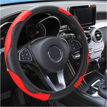 Car Steering Wheel Cover, 15 inch Carbon Fiber Microfiber PU Leather Elastic Steering Wheel Protector for Men Women, Anti-Slip Breathable Car Interior Accessories for Most Cars...