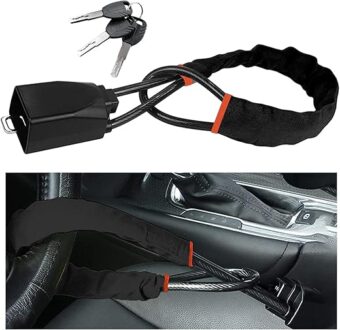 Car Steering Wheel Lock, Anti Theft Car Device with 2 Keys, Theft Prevention for Cars Security, Universal Steering Wheel Locking for Most Vehicles (Black)