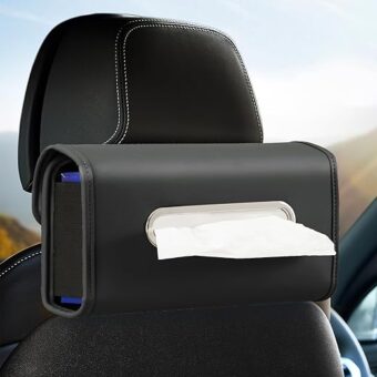 Car Tissue Holder, WHHMK Tissue Box Cover Keep Car Tidy, Premium PU Leather Backseat Napkin Rectangle Organizer, Extra Large Tissue Box Storage in Car Fits for 100-150 Regular...