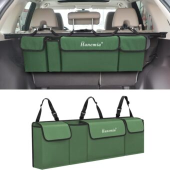 Car Trunk Organizer and Storage, Backseat Hanging Organizer for SUV, Truck, MPV, Waterproof, Collapsible Cargo Storage Bag with 4 Pockets, Car Accessories for Men and Women...