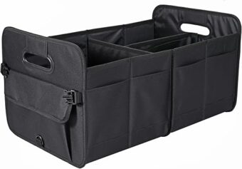 Car Trunk Organizer Car Storage Organizer Collapsible Multi Compartment Car Organizer Adjustable Straps Car Organizer for SUV(Black)