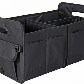 Car Trunk Organizer Car Storage Organizer Collapsible Multi Compartment Car Organizer Adjustable Straps Car Organizer for SUV(Black)