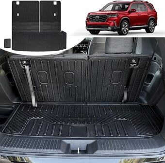 Cargo Mat for Honda Pilot Accessories 2025 2024 2023, Trunk Mat with Backrest Mat and Left Storage Mat Cargo Liner for Trailsport TS EXL Touring Elite