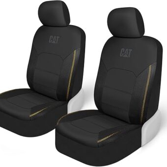 Cat FlexHybrid Car Seat Covers, Black Premium Faux Leather + Mesh Seat Covers for Cars Trucks SUV, Universal Fit Car Seat Covers Front Seats Only, Automotive Interior Covers,...