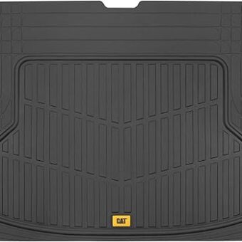 Cat® ToughRide Heavy Duty Automotive Rubber Cargo Liner Trunk Floor Mat, All Weather Protection, Trimmable to Fit Most Vehicles Car Truck Van SUV, Black, 53" x 36.25"in