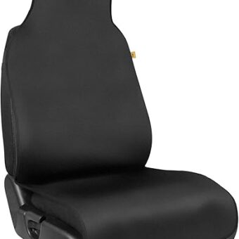 Caterpillar Waterproof Cover for Front Seats, 1 Piece with Black Trim – Durable Neoprene Seat Cover for Cars, Fits 95% of Cars Trucks SUV, Ideal Seat Protector for Leather Seats