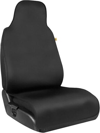 Caterpillar Waterproof Cover for Front Seats, 1 Piece with Black Trim – Durable Neoprene Seat Cover for Cars, Fits 95% of Cars Trucks SUV, Ideal Seat Protector for Leather Seats