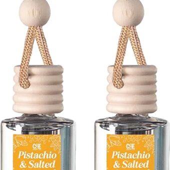 CE Craft Car Air Fresheners - Hanging Car Air Freshener Diffuser - Reusable Bottle with Long Lasting Car Oil Scent - 2 pack, Pistachio & Salted Caramel