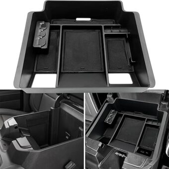 Center Console Organizer fit for GMC 2022 2023 2024 Sierra/Chevy Silverado 1500 Accessories, 2024 Silverado/Sierra 2500HD 3500HD (Wireless Charger With Full Console w/Bucket...