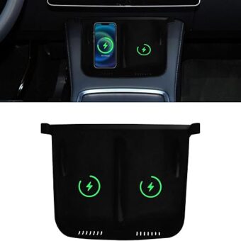 Center Console Wireless Charger Anti-Slip Silicone Mat, Waterproof Phone Pad for Wireless Charging, Car Interior Accessories Universal for Model 3 Model Y 2021-2024 (Luminous,...