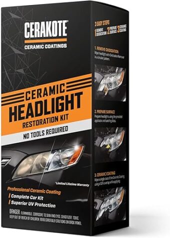 CERAKOTE® Ceramic Headlight Restoration Kit – Guaranteed To Last As Long As You Own Your Vehicle – Brings Headlights back to Like New Condition - 3 Easy Steps - No Power Tools...