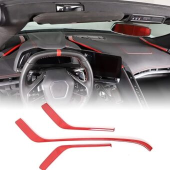 CHEAYAR Control Dashboard Cover Trims Compatible with Chevrolet Corvette C8 Stingray 2020-2023, ABS Center Console Panel Dashboard Cover Accessories (Sports red)