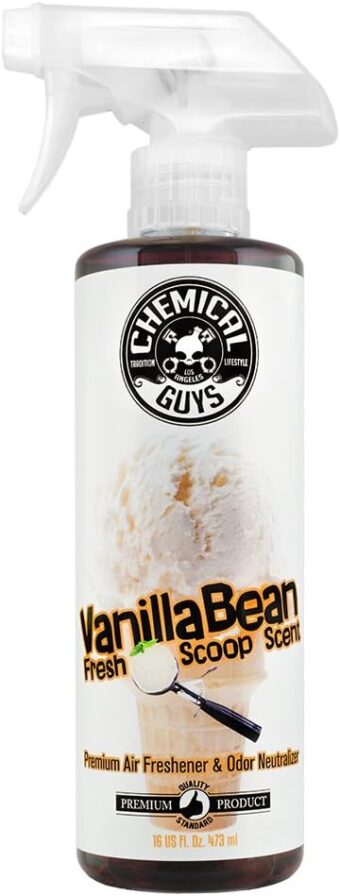 Chemical Guys AIR23116 Vanilla Bean Fresh Scoop Scent Air Freshener & Odor Eliminator, (Great for Cars, Trucks, SUVs, RVs, Home, Office, Dorm Room & More)16 fl oz