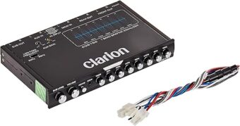 Clarion EQS755 7-Band Car Audio Graphic Equalizer with Front 3.5mm Auxiliary Input, Rear RCA Auxiliary Input and High Level Speaker Inputs, BLACK