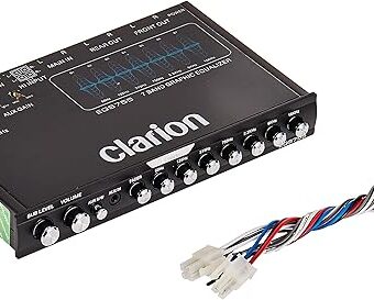 Clarion EQS755 7-Band Car Audio Graphic Equalizer with Front 3.5mm Auxiliary Input, Rear RCA Auxiliary Input and High Level Speaker Inputs, BLACK