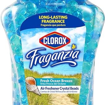 Clorox Fraganzia Air Freshener Crystal Beads Fresh Ocean Breeze 12oz | Long-Lasting Air Freshener Beads 12 Ounces | Easy to Use Vented Jar Air Scent Beads for Homes, Bathrooms,...