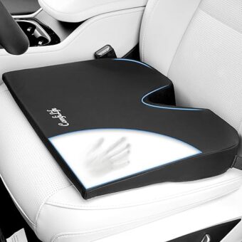 ComfiLife Car Seat Cushion – Premium Wedge Memory Foam Car Cushions for Driving – Auto Seat Cushion – Back & Sciatica Pain Relief for Long Drives – Comfort for Car Driver,...