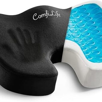 ComfiLife Gel Enhanced Seat Cushion – Office Chair Cushion – Non-Slip Gel & Memory Foam Coccyx Cushion for Tailbone Pain - Desk Chair Car Seat Cushion Driving - Sciatica & Back...