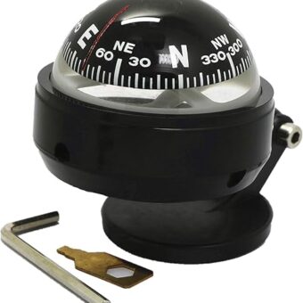 Compass for Car Dashboard, Portable Compass Compact Ball, Dashboard Stand Compass with Suction Cup & Adjustment Tools, for Cars, Travelling, Hiking, Camping Outdoor