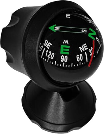 Compass for Car, Mini Car Dashboard Compass with Bottom Stick, Adjustable Navigation Hiking Direction Pointing Guide Ball, Universal Dashboard Dash Stand Compass for Most Boat...