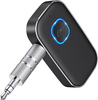 COMSOON Bluetooth AUX Adapter for Car, Noise Reduction Bluetooth Receiver for Music/Hands-Free Calls, Wireless Audio Receiver for Home Stereo/Speaker, 16H Battery Life/Dual...