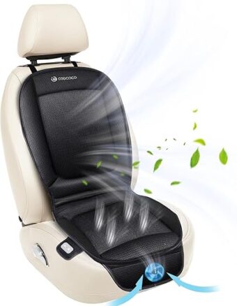 CooCoCo 5V&2A Cooling Car Seat Cushion Cover, Ventilated Cooling Seat Cover for Car, Adjustable Temperature Comfortable Cooling Car Seat Cover for Car SUV Truck Universal Fit,...