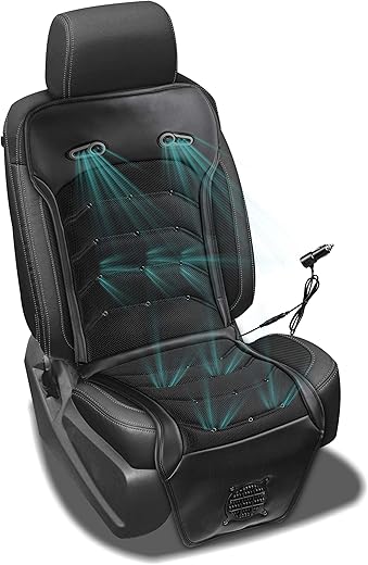 Cooling Car Seat Cushion Cover - 12V Air Ventilated Cooling Seat Cover for Car, Ventilate Breathable Home and Office, Back Comfort, Air Flow Perfect for Hot Weather