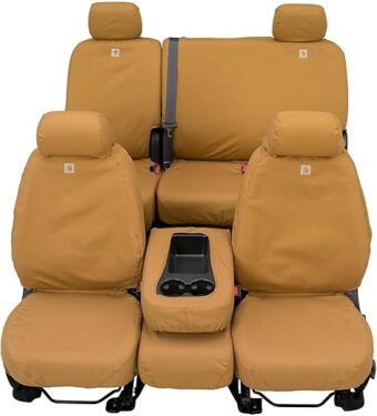 Covercraft Carhartt SeatSaver Custom Seat Covers | SSC2412CABN | 1st Row Bucket Seats | Compatible with Select Ford F-150/F-250/F-350 Models, Brown