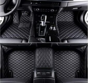 Custom Making Car Floor Mats for 95% Sedan SUV Sports Car Full Coverage Cute Men Women Pads Protection Non-Slip Leather Floor Liners (Black)