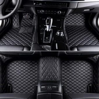 Custom Making Car Floor Mats for 95% Sedan SUV Sports Car Full Coverage Cute Men Women Pads Protection Non-Slip Leather Floor Liners (Black)