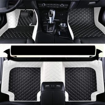 Customize All-Weather Protection Luxury Leather Floor Mats for Cars, SUVs, and Trucks According to Automotive Model (3D Side White Medium Black White)