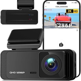 Dash Cam, 1296P Front Dashcam, Veement V300 WiFi Dash Camera for Cars with App, Night Vision, Mini Hidden Single Car Camera, Loop Recording, 24H Parking Mode, Support 256GB Max,...