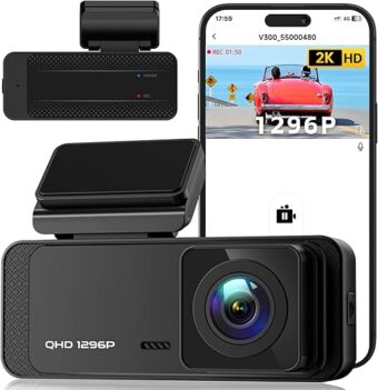 Dash Cam, 1296P Front Dashcam, Veement V300 WiFi Dash Camera for Cars with App, Night Vision, Mini Hidden Single Car Camera, Loop Recording, 24H Parking Mode, Support 256GB Max,...