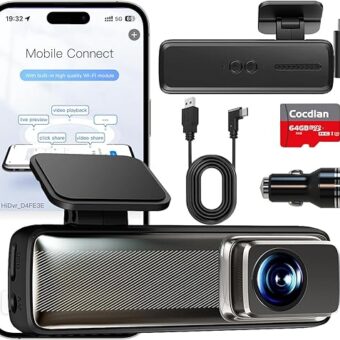 Dash Cam 2K 1440P WiFi Car Camera with App, Dash cam with Night Vision,160°Wide Angle WDR,Loop Recording,Free 64GB SD Card,24 Hrs Parking Mode