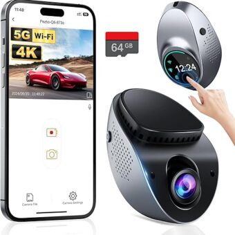 Dash Cam 4K with Touch Screen, Built-in 5G WiFi, Free 64GB SD Card, Dash Camera for Cars with App, Car Camera, Dashcams for Cars, 24 Hours Parking Monitor, Night Vision, Loop...