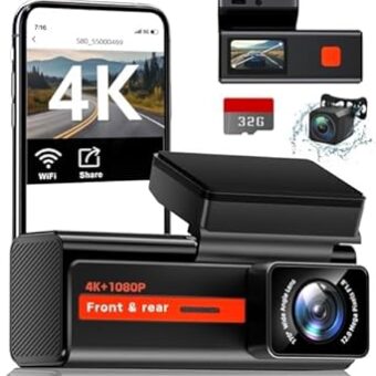 Dash Cam Front and Rear, 4k+1080P Dual Dash Camera for Cars, Veement S80 WiFi Mini Dashcam with App,1.47” Display Car Camera, Night Vision,24H Parking Mode, G-Sensor, Loop...