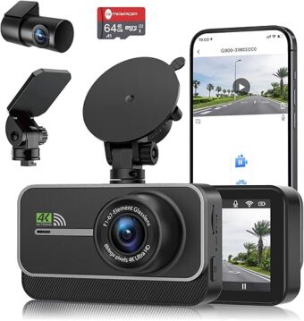 Dash Cam Front and Rear,4K+1080P WiFi Dual Dash Camera for Cars with App, 3" IPS Dashboard Camera Recorder,Night Vision,24H/7 Parking Mode, Loop Recording,170° Wide Angle,Free...