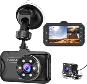 Dash Cam Front and Rear CHORTAU Dual Dash Cam 3 inch Dashboard Camera Full HD 170° Wide Angle Backup Camera with Night Vision WDR G-Sensor Parking Monitor Loop Recording Motion...