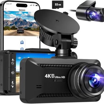 Dash Cam Front Rear 4K/1080P, Dash Camera for Cars Build in WIFI, Full HD Dash Cam with APP Control, 3.94‘’ IPS Screen Dash camera with 32GB SD Card, G-Sensor, WDR, 24Hr Parking...