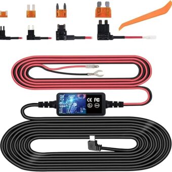 Dash Cam Hardwire Kit,Type-C Hard Wire Kit,USB C Hard Wire Kit Fuse for Dashcam, Plozoe 12V-24V to 5V Car Dash Camera Charger Power Cord, Gift 4 Fuse Tap Cable and Installation...