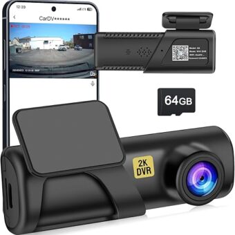 Dash Cam, WiFi FHD 1080P Dash Camera for Cars, Mini Car Camera, Dash Cam Front with Free 64GB SD Card, 160° Wide Angle, Night Vision, Loop Recording, 24H Parking Monitor,...